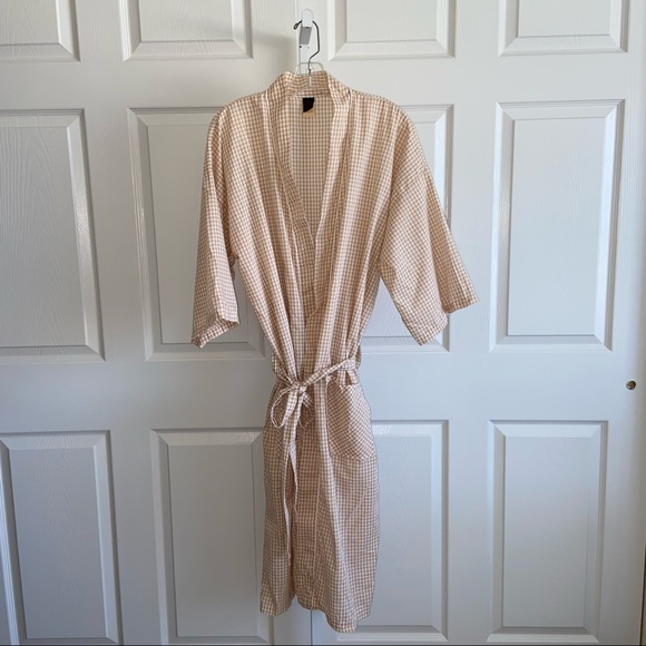 Robe Makers Other Robe Makers Vtg Gingham Check Robe Tan White
